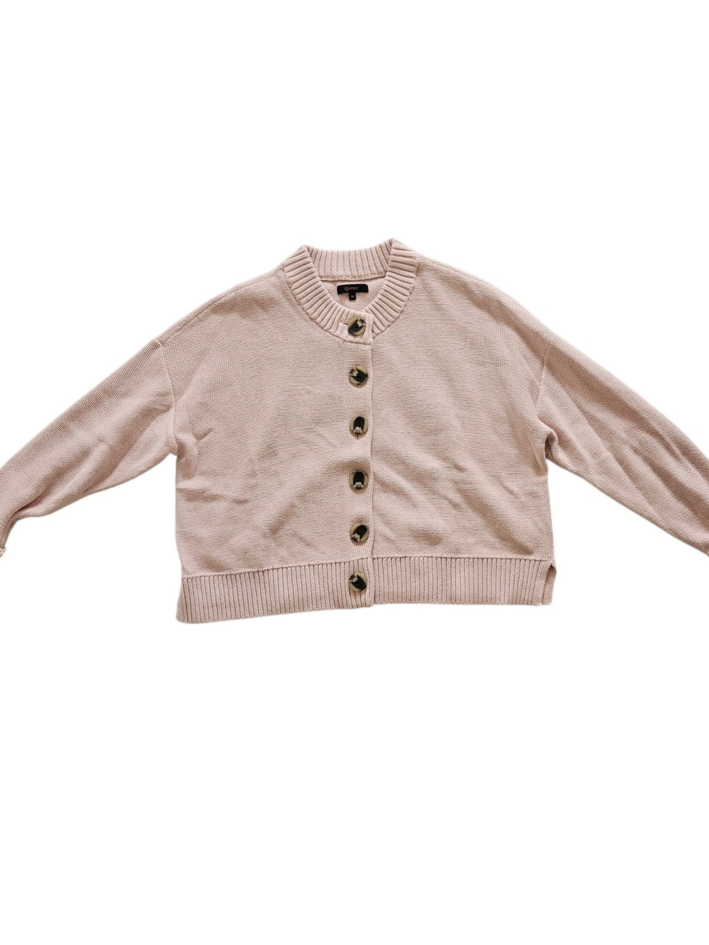 Quince 100% Organic Wool Button-Front Cropped Cardigan Sweater Size M